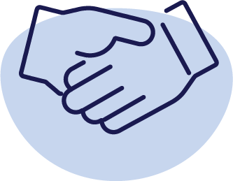 hands shaking blue icon