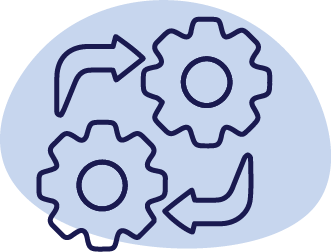 working cogs blue icon
