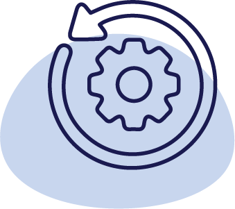 cog with arrow blue icon