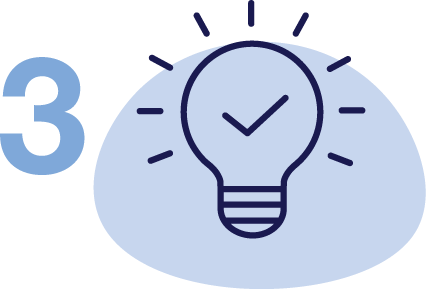 number 3 and light bulb blue icon